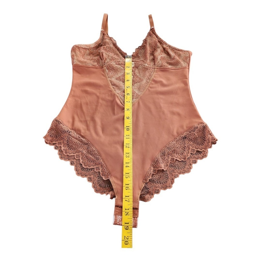 Tdiffun Lace Bodysuit Women V Neck Body Suit Thongs XL Brown Carmel Boho Cowgirl - Picture 3 of 7